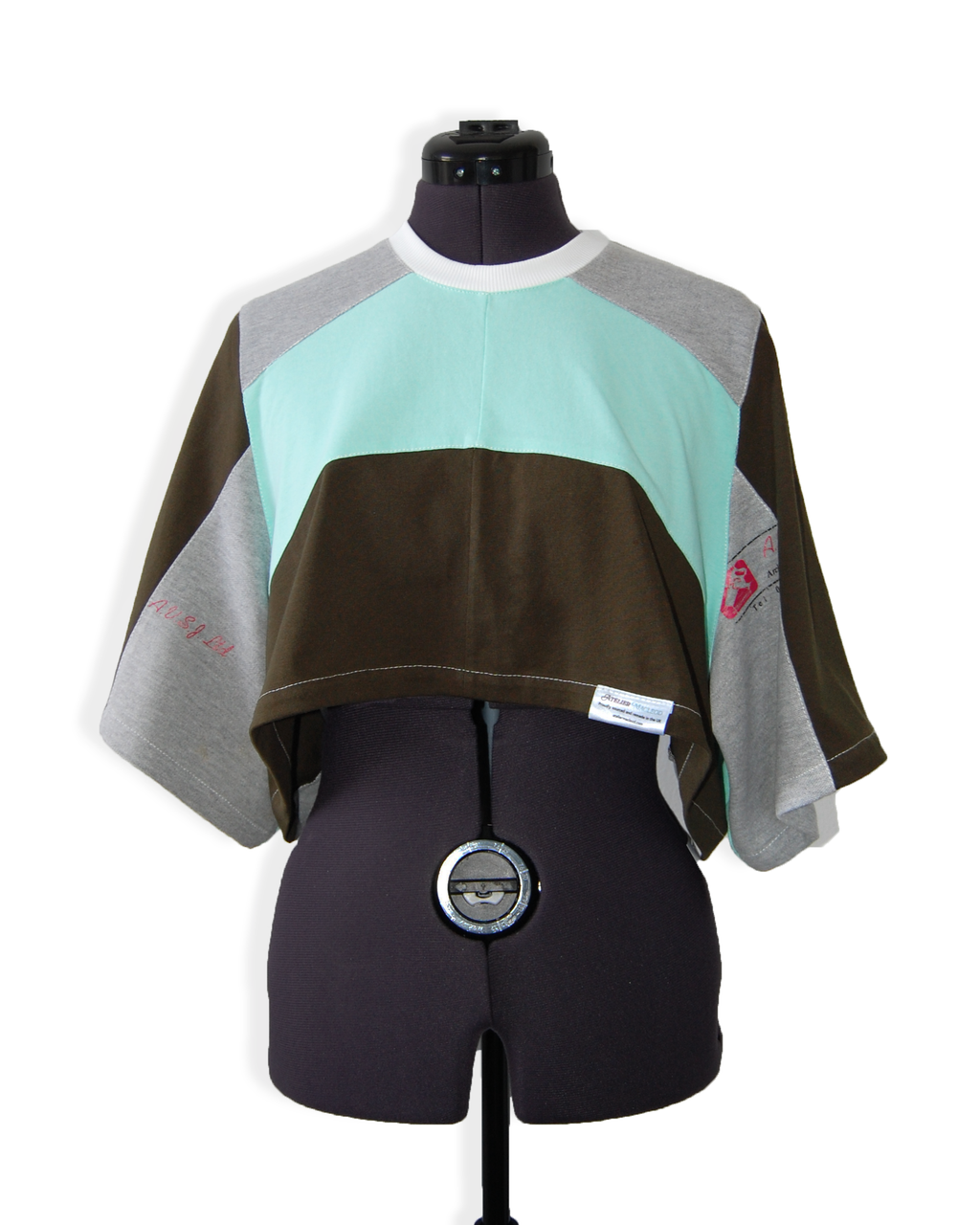 Aquamarine Dream - Upcycled Boxy Fit Cropped Tee - SIZE 14