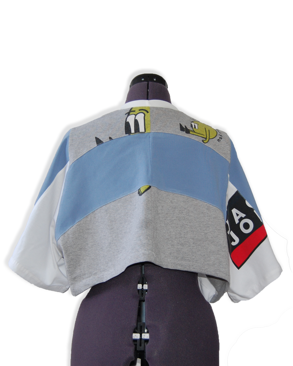 Blue Dreams - Upcycled Boxy Fit Cropped Tee - UK 12