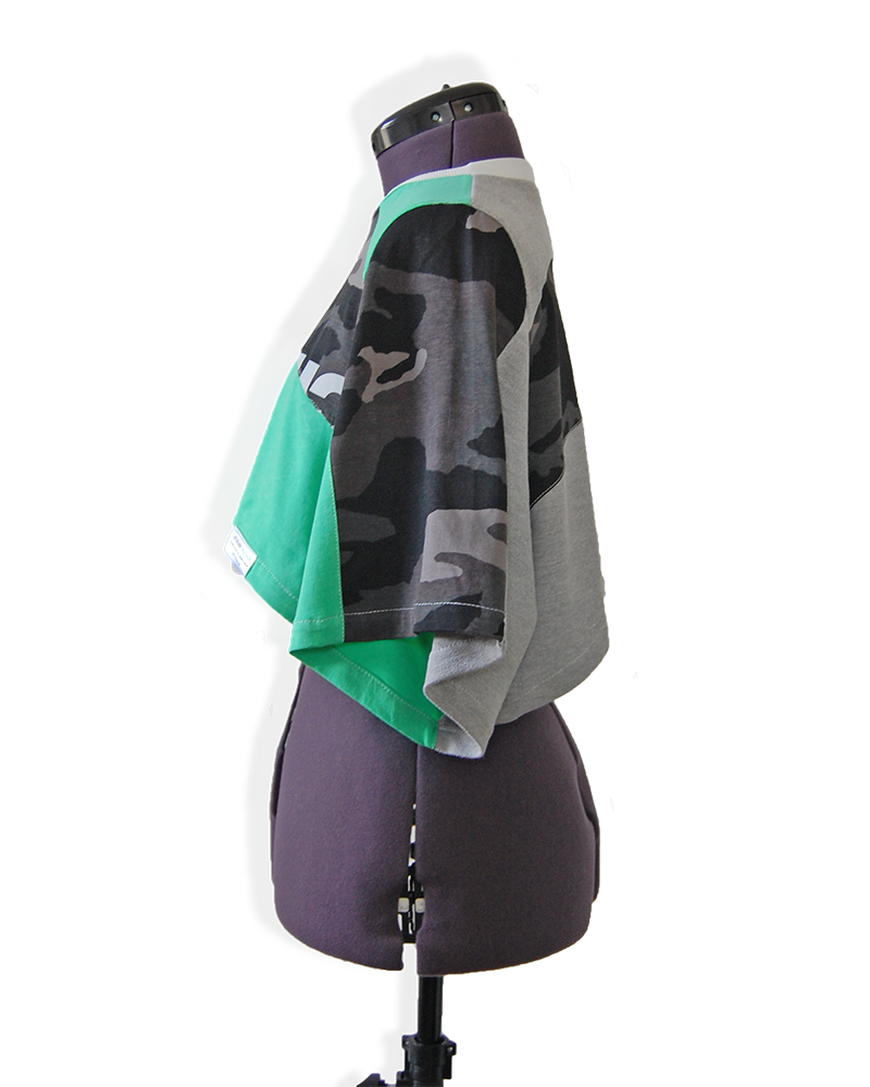 Green Warrior - Upcycled Boxy Fit Cropped Tee - UK 12